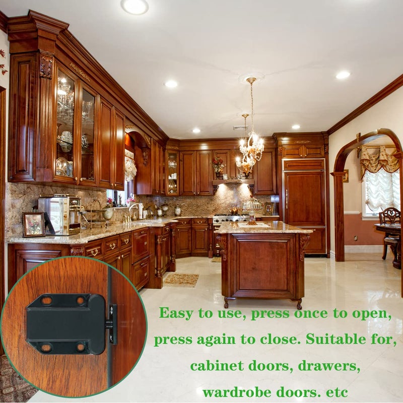 Junrbx Cabinet latches,Push Latch, Rebound self-Locking Device, with Automatic pop-up Function Cabinet Lock, Prevent The Door from Sliding, Convenient and Practical, Easy to Install. (2 Pack) - Image 2